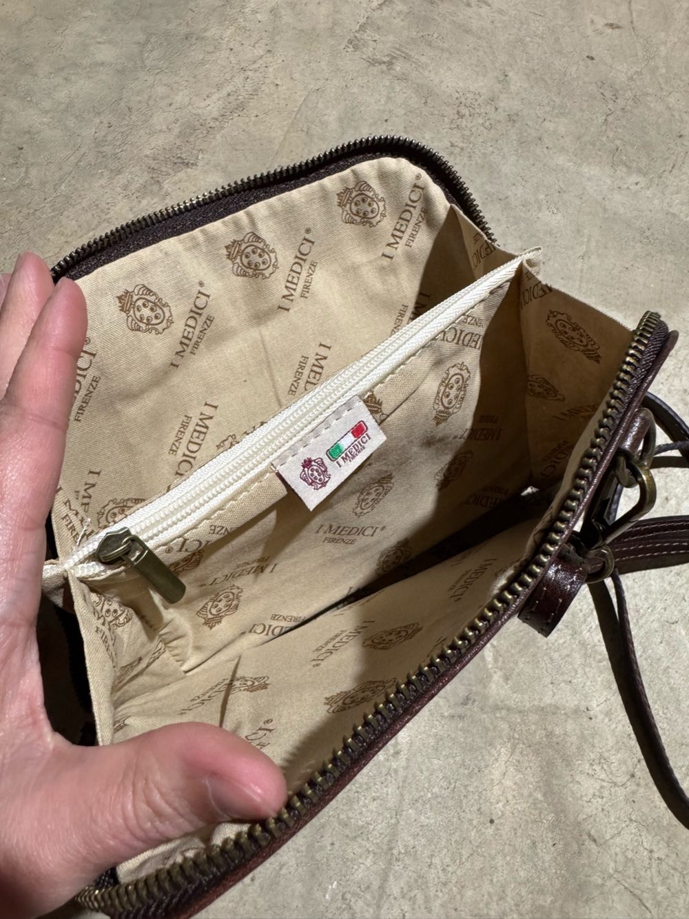 I Medici Leather Crossbody Purse Bag Brown Made In Italy Classy Old Money Fall - Picture 4 of 7